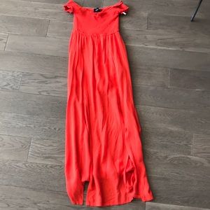 Minkpink red off shoulder maxi dress